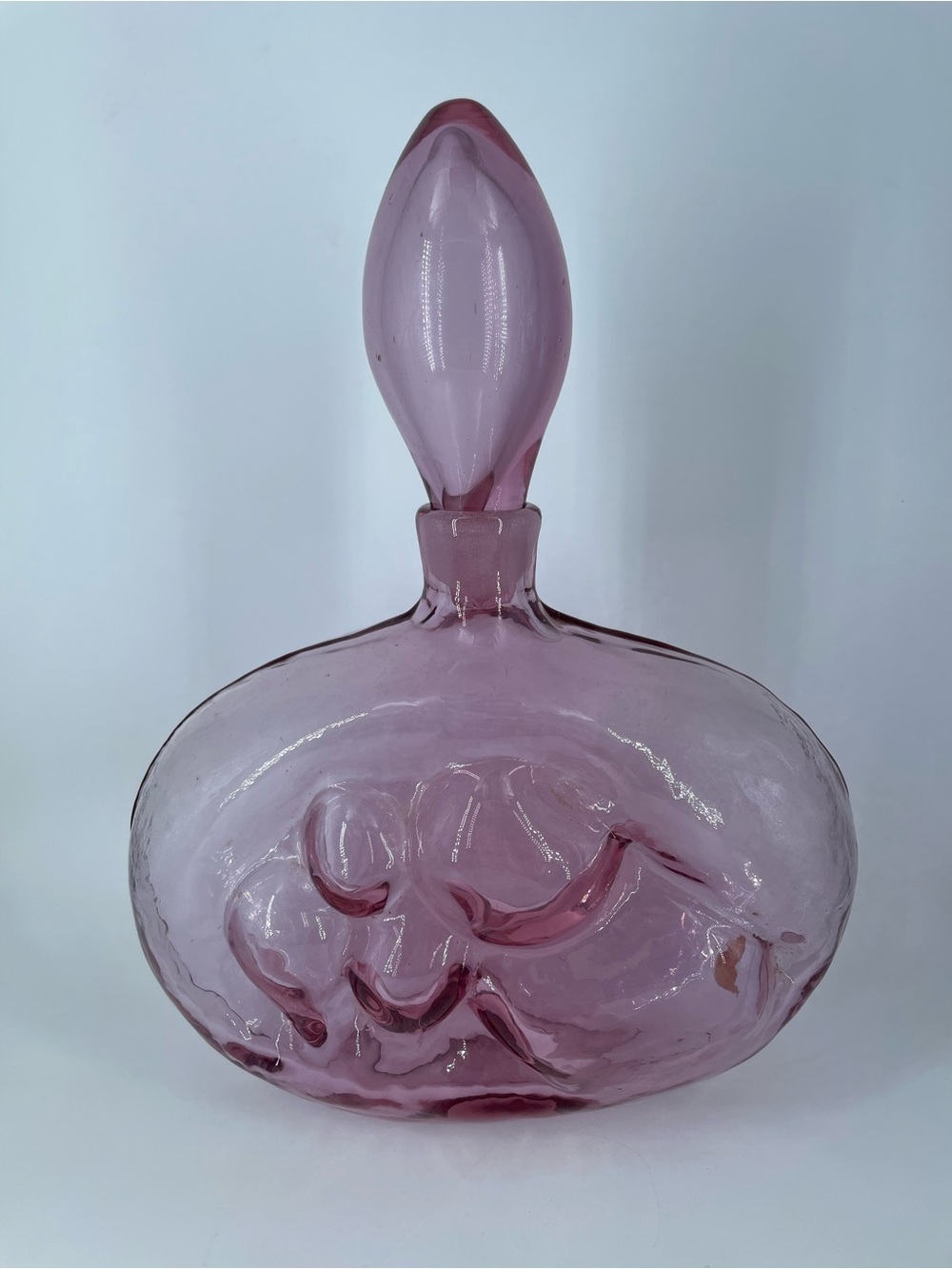 Blenko Rose Glass Mother & Child Decanter Wayne Husted Design 6310 AS IS